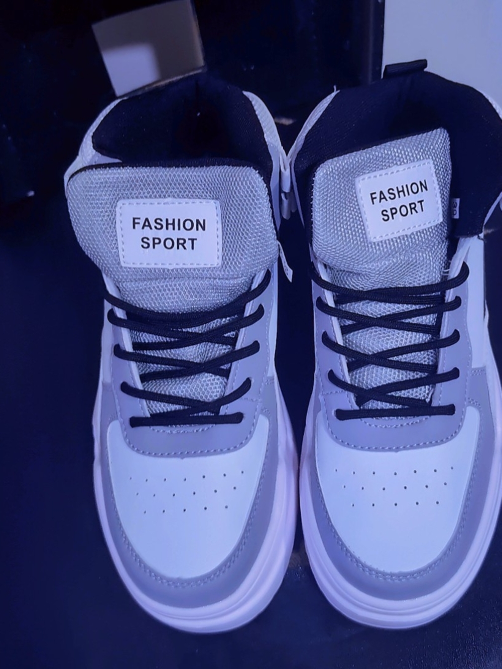 Men's White and Gray Athletic Sneakers